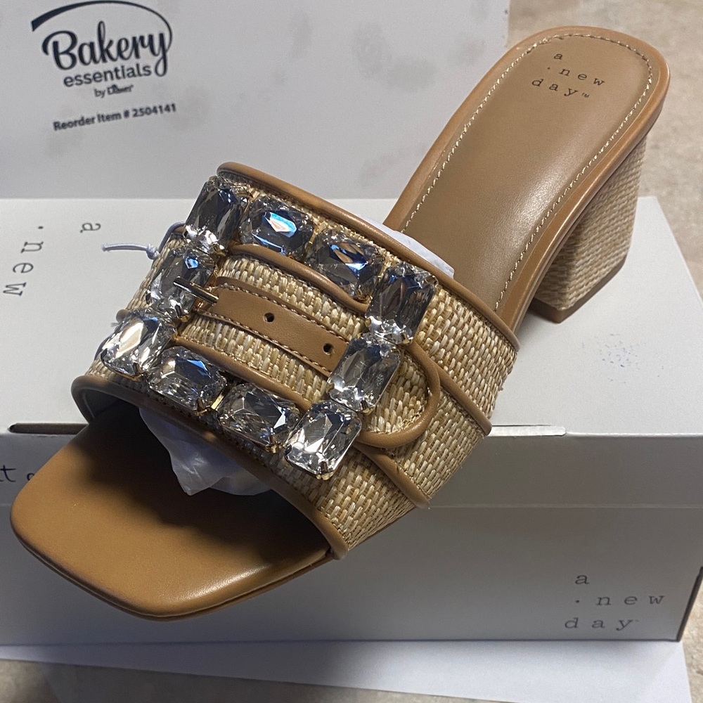 A New Day Tan Embellished Mules